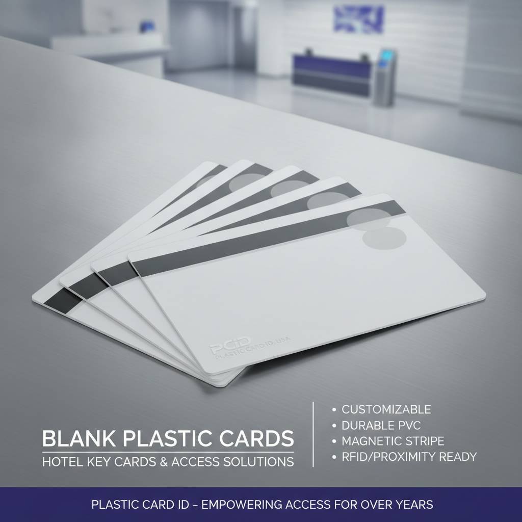 Blank plastic cards for hotel key cards